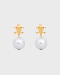 PENDIENTES LES PERLES CELINE DE LATÓN CON ACABADO DORADO Y PERLAS DE CRISTAL - DORADO/MARFIL - PENDIENTES - 1 | CELINE