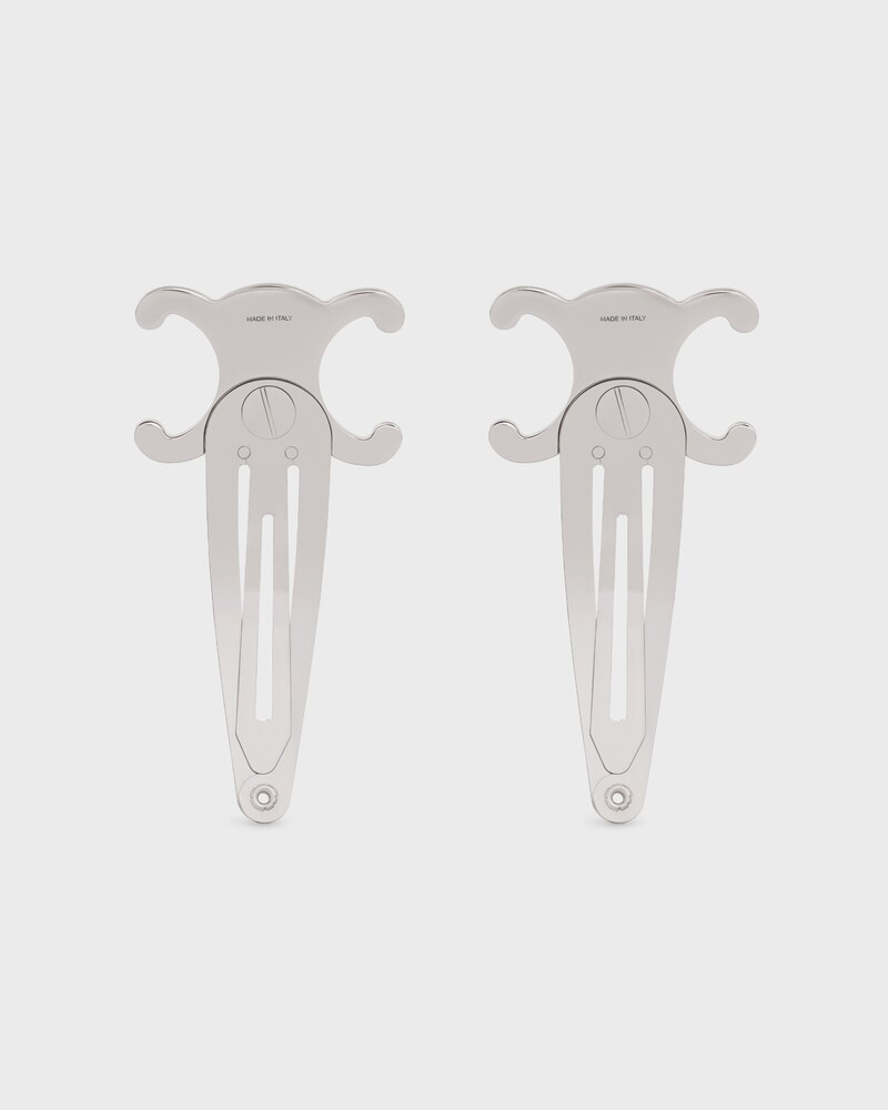 Set de 2 Pinces à Cheveux Celine en Laiton Rhodié et Acier - ARGENT - ACCESSOIRES CHEVEUX - 1 | CELINE