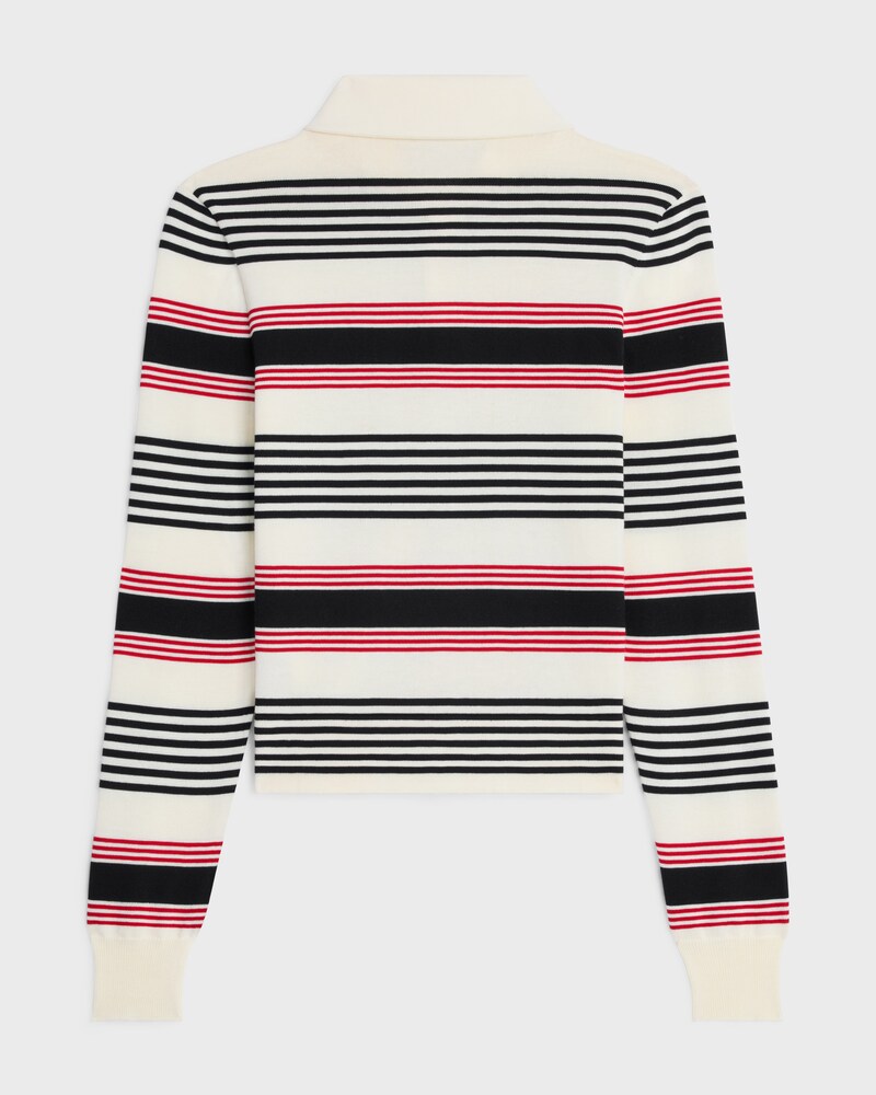 JERSEY ESTILO POLO DE ALGODÓN A RAYAS - Negro/blanco/rojo -  - 1 | CELINE