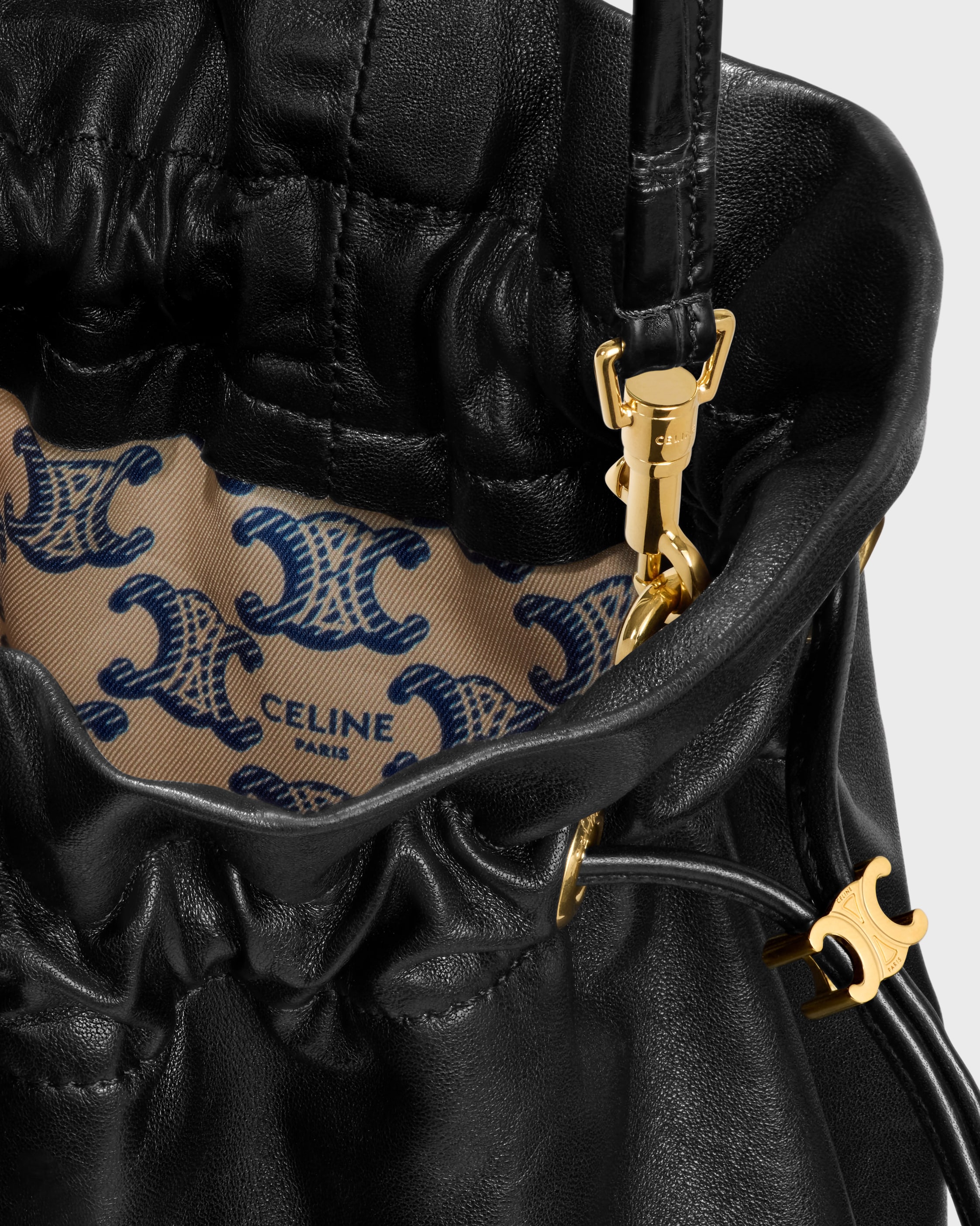 SMALL CRYSTAL POUCH IN LAMBSKIN - BLACK | CELINE