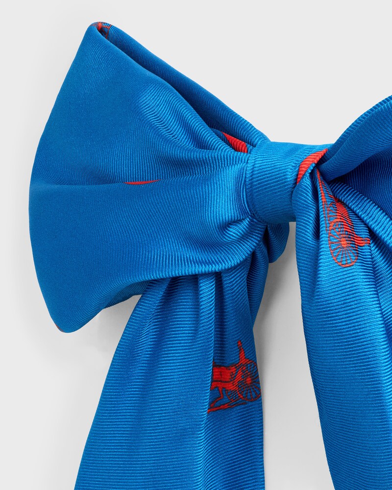 Fermacapelli a pressione grande Celine con nastro in seta e acciaio - BLU ULTRA / ROSSO ULTRA - ACCESSORI PER CAPELLI - 1 | CELINE