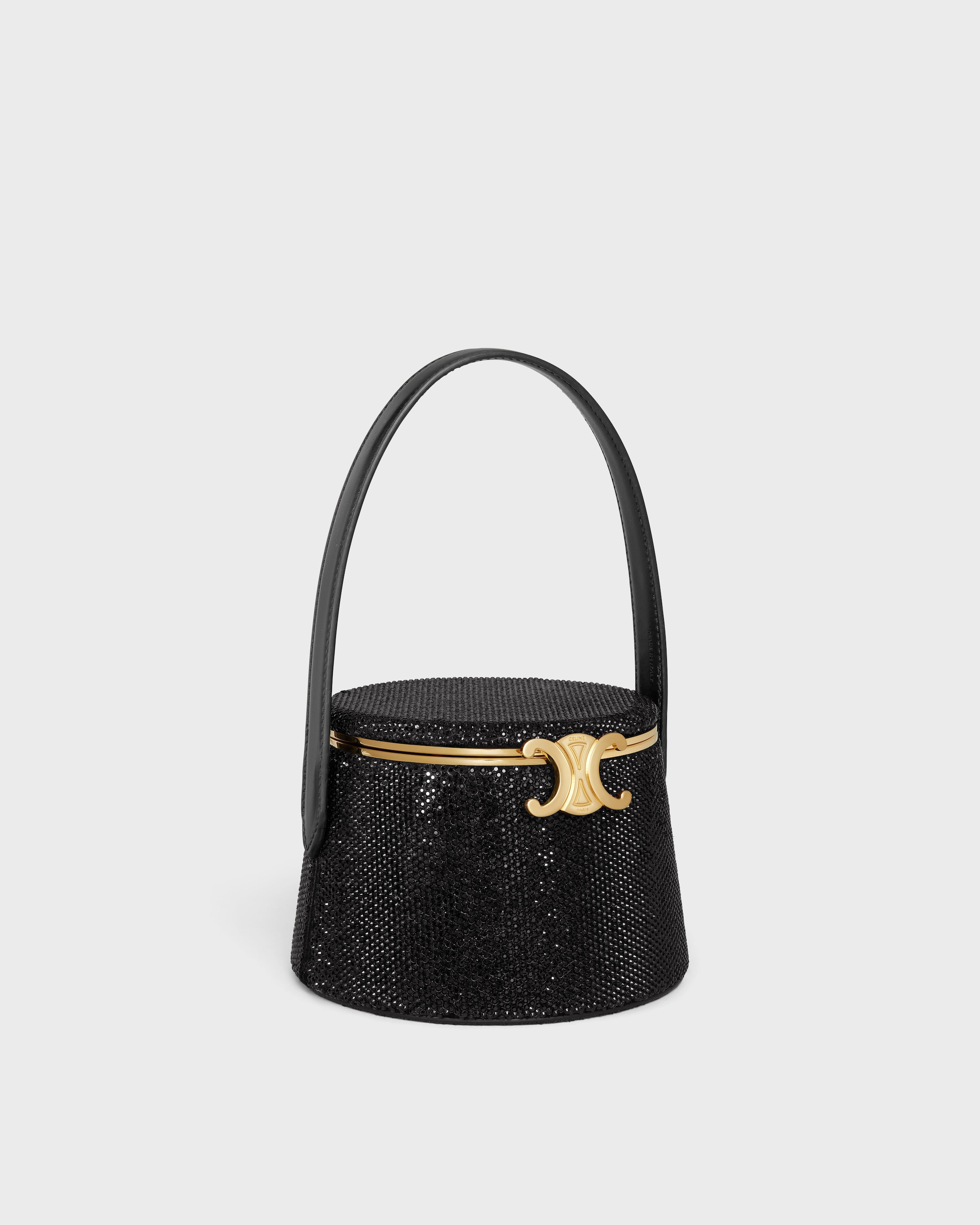 CELINE NINA MINAUDIERE in SUEDE CALFSKIN WITH STRASS - BLACK | CELINE