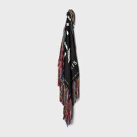 fringed square IN silk twill - WHITE / BLACK -  - 2 | CELINE