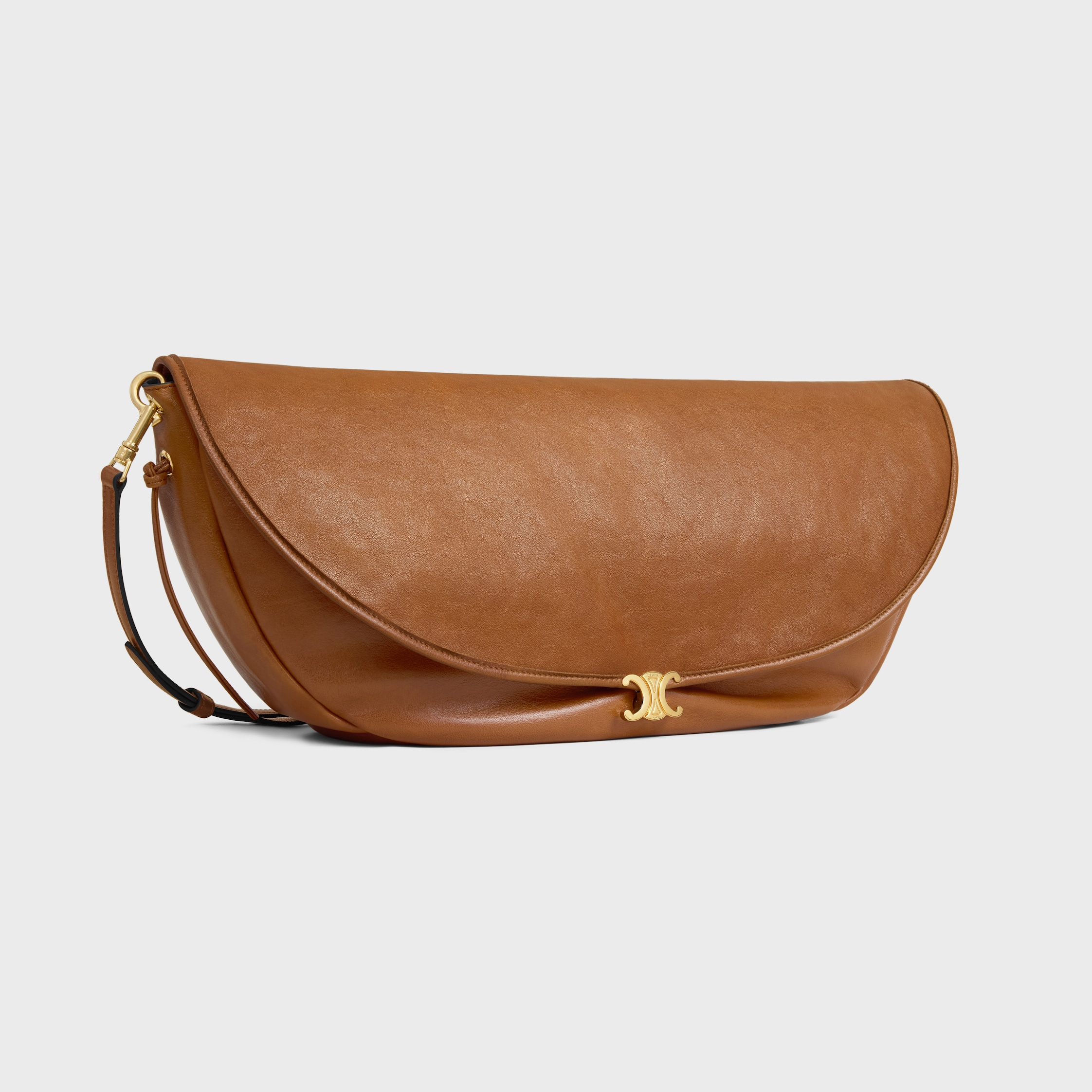 HALFMOON SOFT TRIOMPHE BAG IN SUPPLE SHINY LAMBSKIN - SOFT TAN