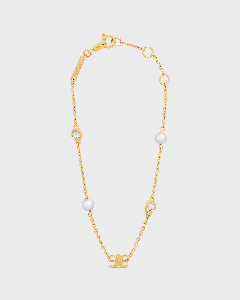 Les Perles Celine Bracelet in Resin Pearls, Strass and Brass with Gold Finish - GOLD / IVORY -  - 1 | CELINE