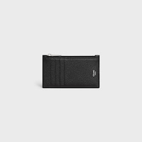 TARJETERO COMPACTO CON CREMALLERA DE PIEL DE BECERRO CON TEXTURA GRANULADA - NEGRO - TARJETEROS - 1 | CELINE