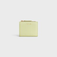 COMPACT WALLET TRIOMPHE STAMP IN SUPPLE GRAINED CALFSKIN - SOFT LIME / SAFARI - WALLETS - 1 | CELINE