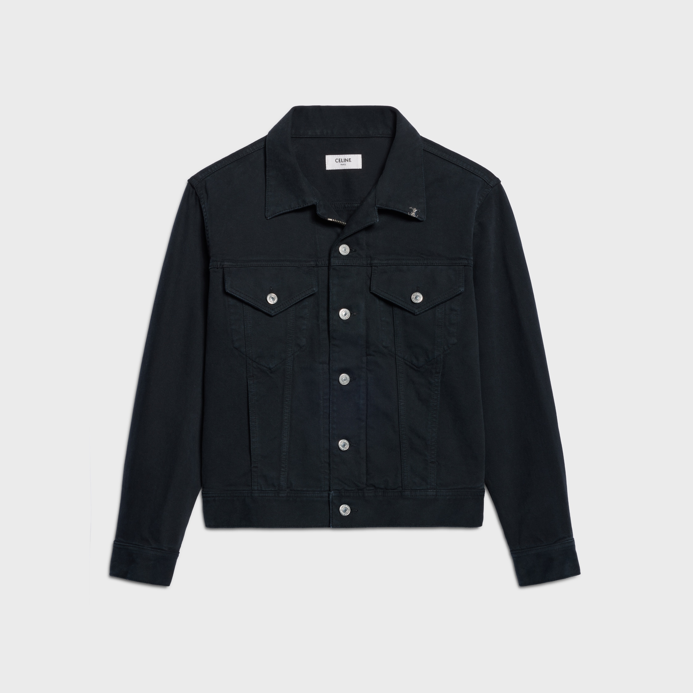TRUCKER JACKET IN HEAVY COTTON TWILL - OVERDYE BLACK HEAVY STONE