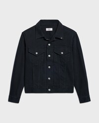 trucker jacket IN heavy cotton twill - OVERDYE BLACK HEAVY STONE WASH -  - 1 | CELINE