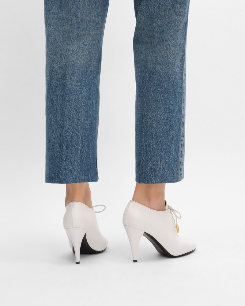 SOFT OXFORD LACE-UP HEELED BALLERINA IN calfskin - vegetal tanning - Ultra White -  - 1 | CELINE