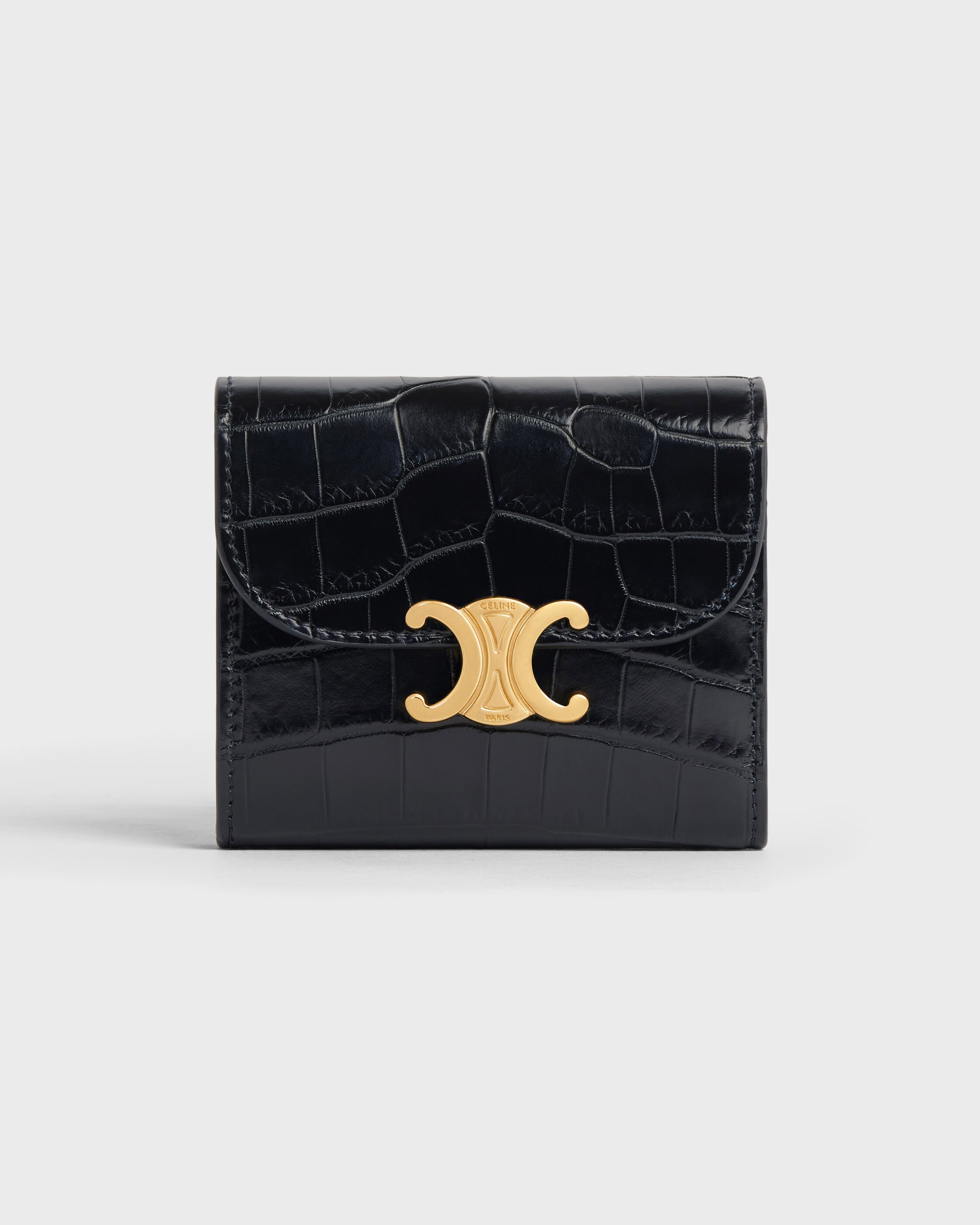 Small Flap Wallet TRIOMPHE in NILOTICUS CROCODILE - BLACK | CELINE