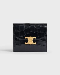 Small Flap Wallet TRIOMPHE in NILOTICUS CROCODILE - BLACK - WALLETS - 1 | CELINE