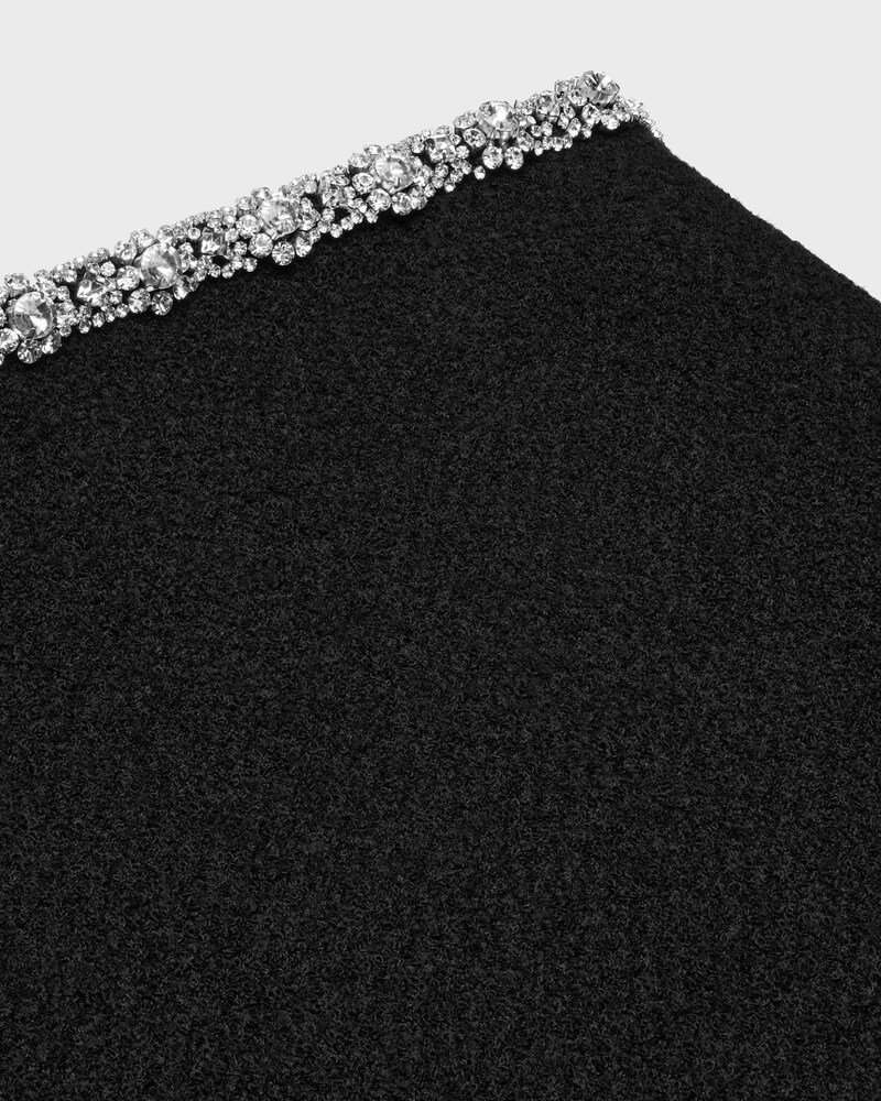 mini skirt with embroidered galloon in tweed - BLACK -  - 1 | CELINE