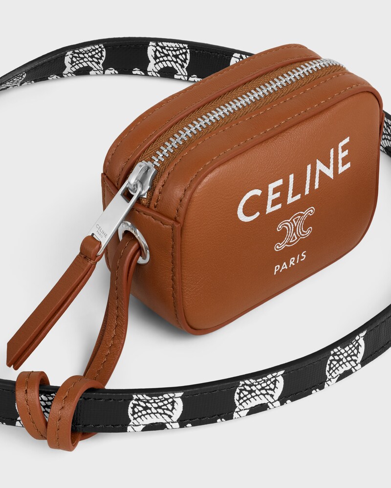 MESSENGER BAG WITH CHARM IN TRIOMPHE CANVAS AND SMOOTH LAMBSKIN - Black / White - CROSS-BODY BAGS - 1 | CELINE