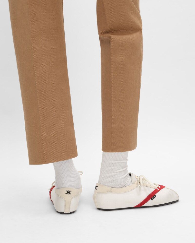 DER FLAT SNEAKER AUS GROSGRAIN, SAMT, ZIEGENWILDLEDER UND LAMMLEDER - WEISS / ROT -  - 1 | CELINE