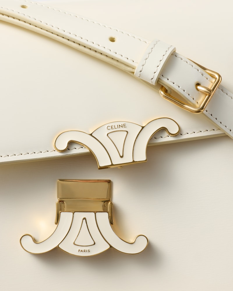 TEEN TRIOMPHE BAG IN SHINY CALFSKIN WITH ENAMEL CLOSURE - CREAMY WHITE - ALL BAGS - 1 | CELINE