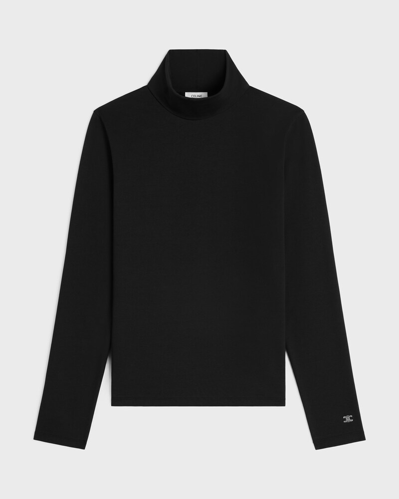top col montant jersey coton athl&eacute;tique - BLACK/OPTIC WHITE -  - 1 | CELINE