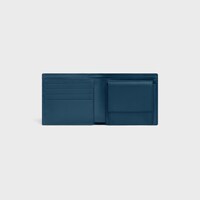 Bi-fold Wallet IN GRAINED CALFSKIN - TEAL BLUE - WALLETS - 2 | CELINE