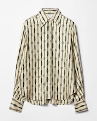 shirt IN printed silk twill - CREAM/DARK GREEN -  - 1 | CELINE