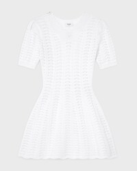 mini dress IN cotton pointelle - WHITE -  - 1 | CELINE