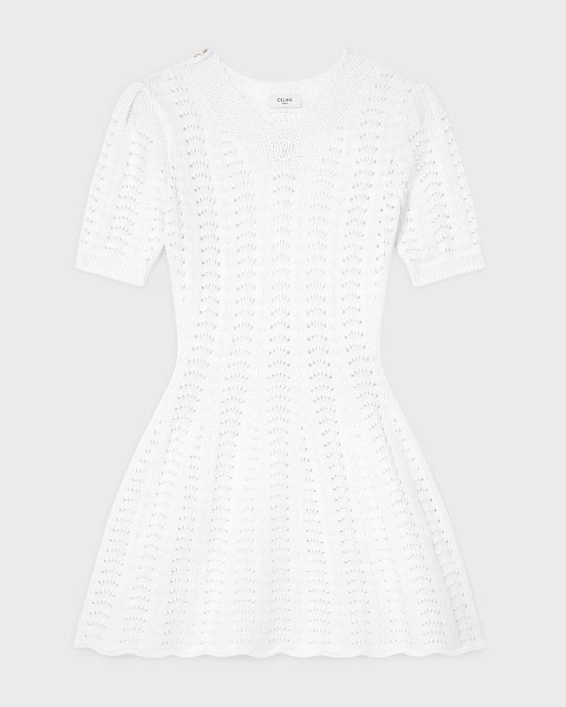 mini dress IN cotton pointelle - WHITE -  - 1 | CELINE