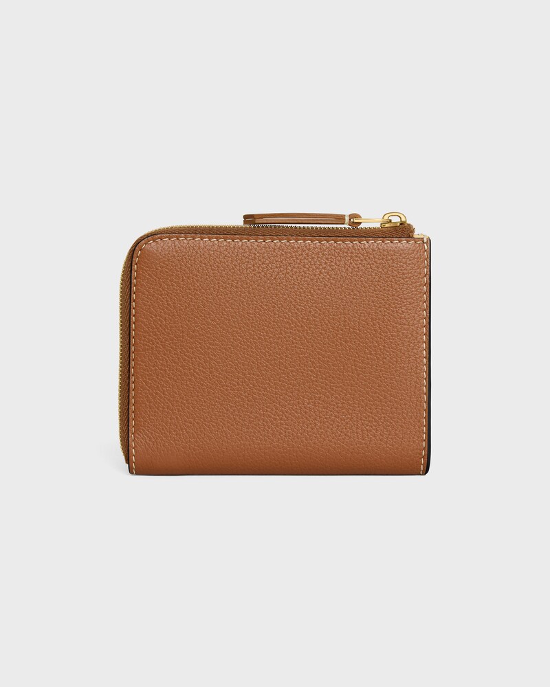 FLAT ZIPPED WALLET TRIOMPHE STAMP IN SUPPLE GRAINED CALFSKIN - SOFT TAN / SOFT CREAM - NEW - 1 | CELINE