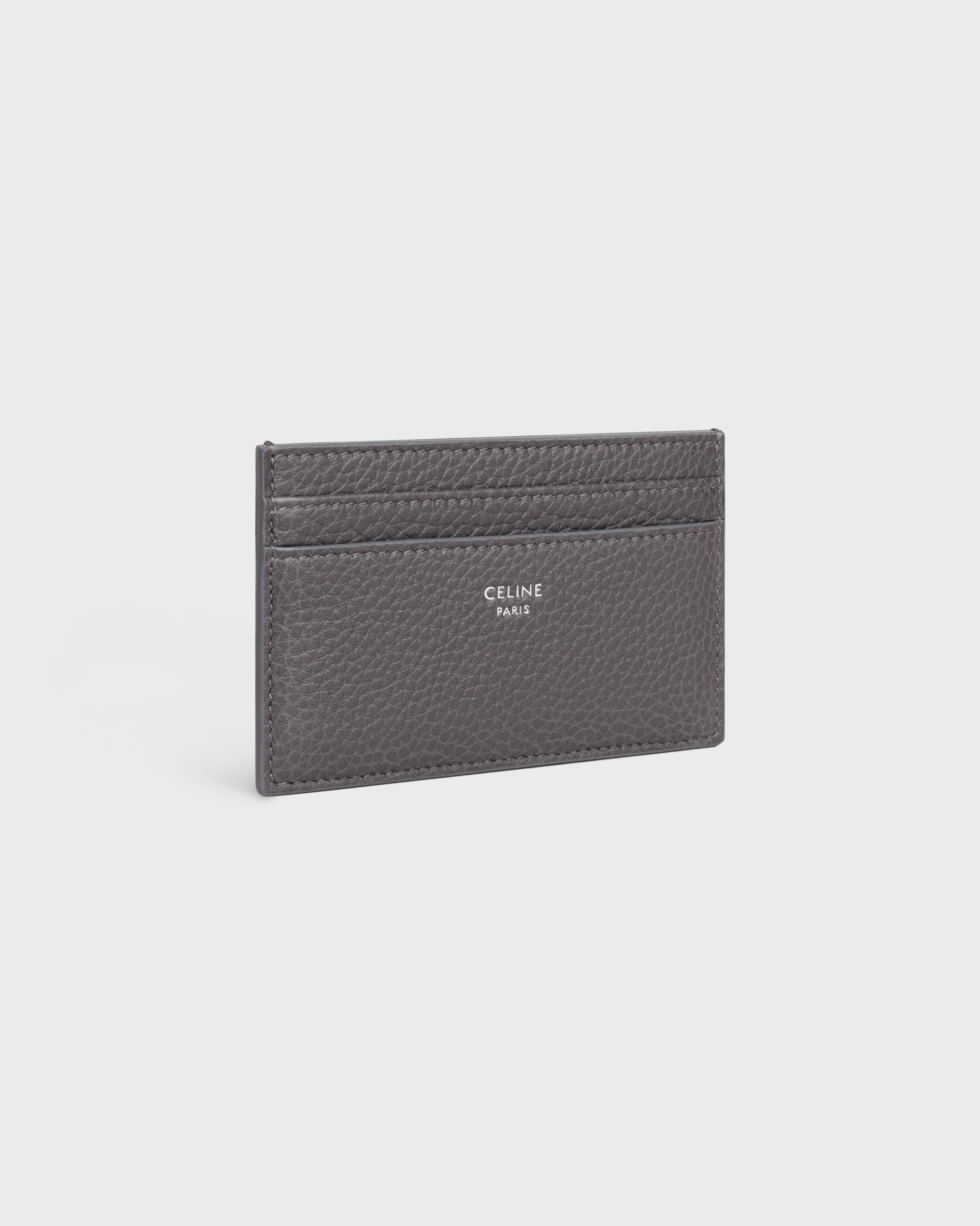 MEDIUM CARD HOLDER IN GRAINED CALFSKIN - GREY | CELINE