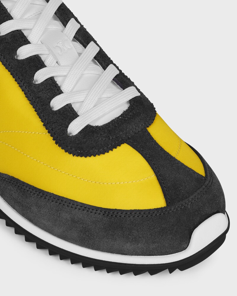 SNEAKER RACER EN NYLON, CUIR DE VEAU VELOURS ET CUIR DE VEAU - JAUNE/GRIS FONCÉ -  - 1 | CELINE