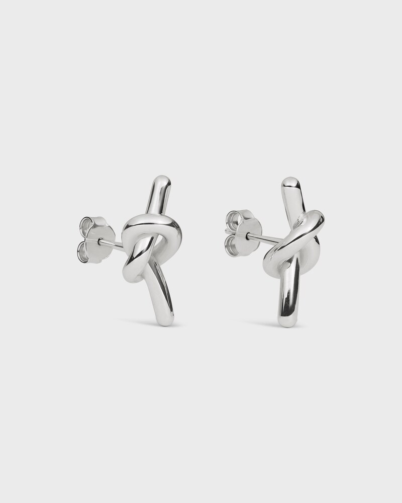KNOT STUDS IN BRASS WITH RHODIUM FINISH - SILVER - KNOT - 1 | CELINE