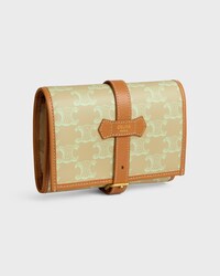 JEWELRY POUCH IN TRIOMPHE CANVAS AND CALFSKIN - SANDCASTLE / SOFT LIME - POUCHES - 2 | CELINE