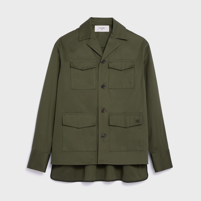 overshirt IN cotton satin - ARMY GREEN -  - 1 | CELINE