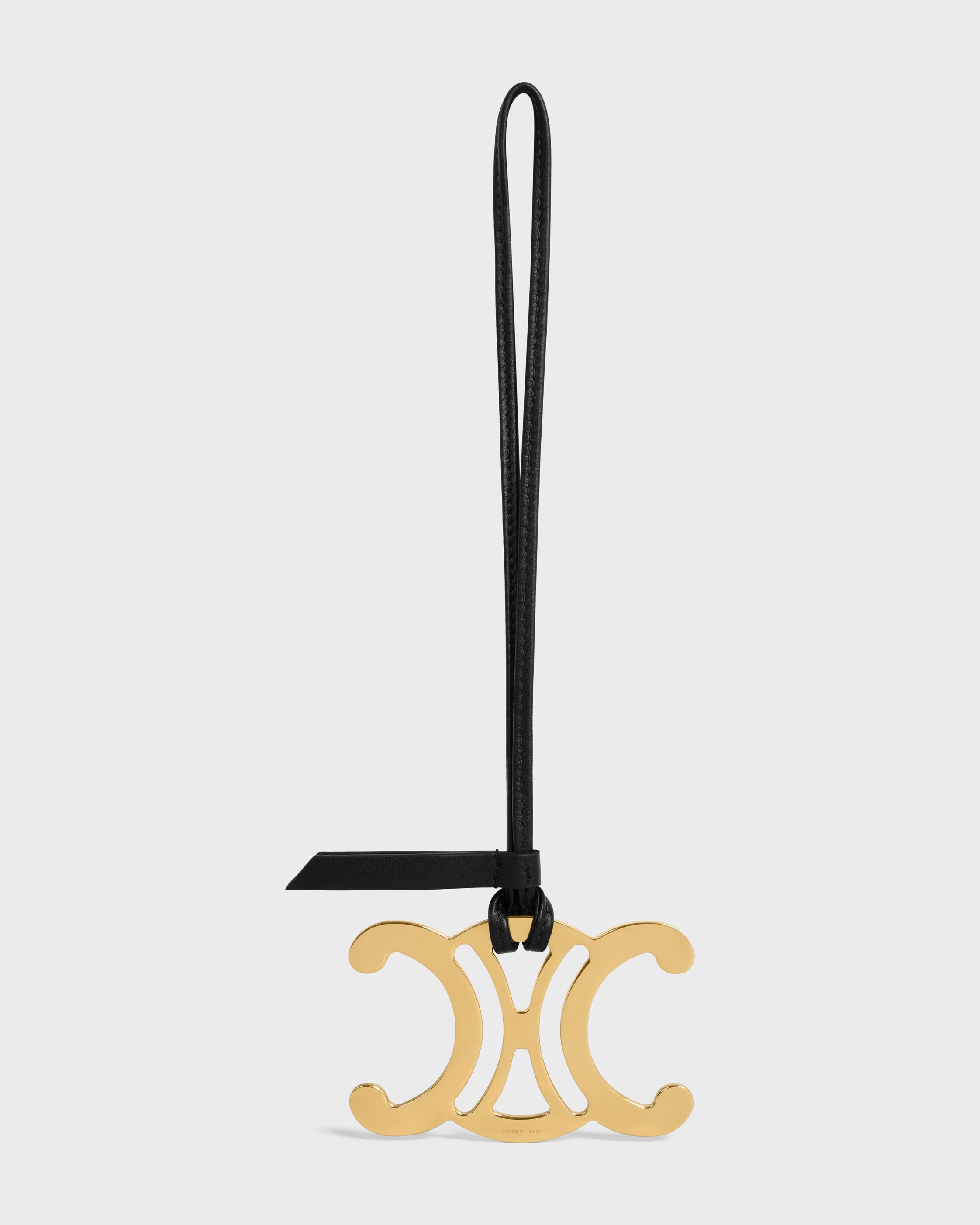 MAXI TRIOMPHE CHARM IN METAL AND SMOOTH LAMBSKIN - BLACK | CELINE