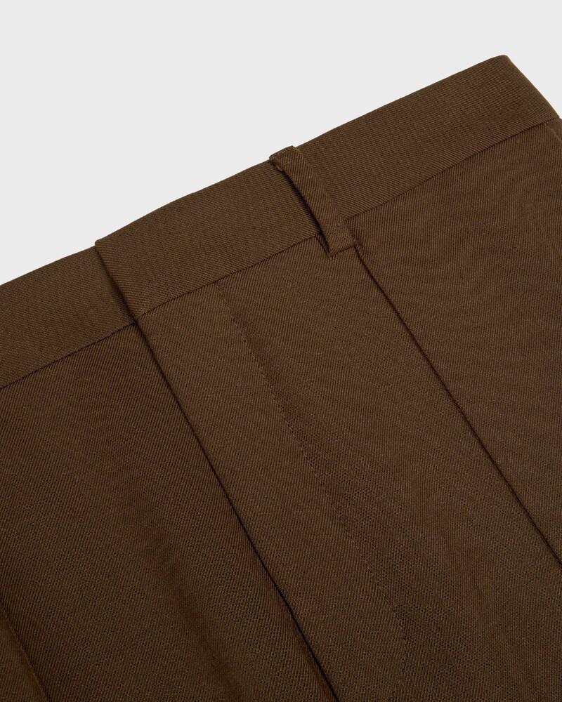 slim trousers IN stretch wool gabardine - KAKI MARRON -  - 1 | CELINE