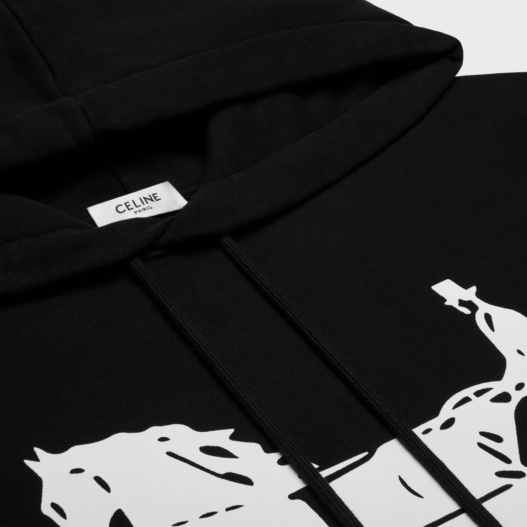 hoodie IN cotton fleece - BLACK / WHITE | CELINE