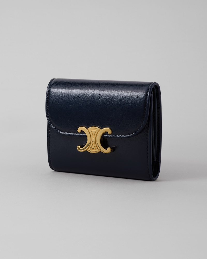 トリオンフ スモール フラップウォレット / グロッシーラムスキン - インクブルー - ウィメンズ ギフト - 1 | CELINE