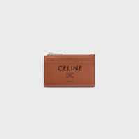 Zipped Card Holder IN SMOOTH LAMBSKIN - TAN / BLACK - CARD HOLDERS - 1 | CELINE