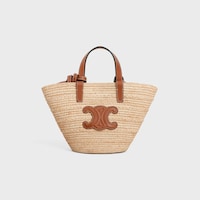 NANO SUPPLE CELINE CLASSIC PANIER IN RAFFIA AND CALFSKIN - NATURAL / TAN - MÁS - 1 | CELINE