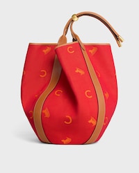 LARGE DROP BUCKET BAG IN JACQUARD C SULKY TEXTILE - RED / ORANGE - EVENING - 1 | CELINE