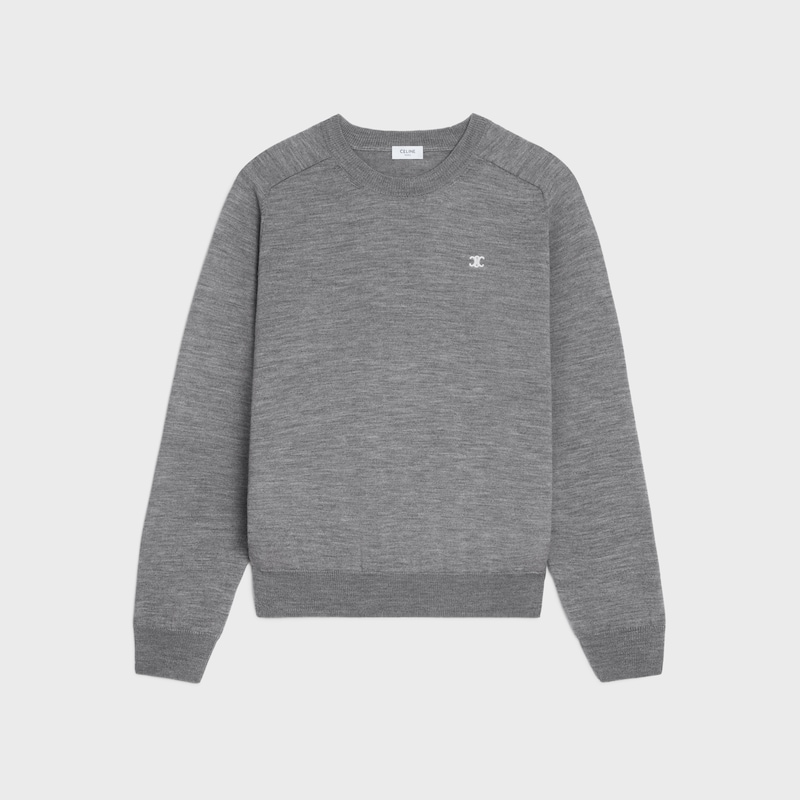 triomphe crew neck sweater in wool - MEDIUM GREY -  - 1 | CELINE