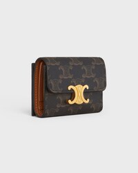 COMPACT WALLET WITH COIN TRIOMPHE IN triomphe canvas - TAN - COIN HOLDERS - 2 | CELINE