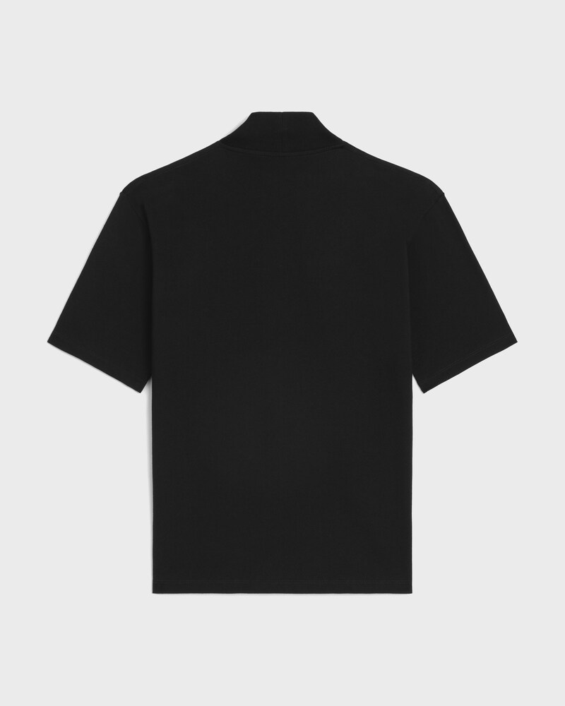 Camiseta gola alta em jersey de algodão - PRETO/ROUGE CERISE - 1 | CELINE