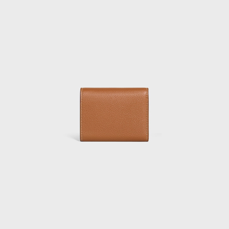 FINE WALLET TRIOMPHE STAMP IN SUPPLE GRAINED CALFSKIN - SOFT TAN / SOFT CREAM - WALLETS - 1 | CELINE