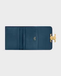 COMPACT WALLET WITH COIN TRIOMPHE IN Shiny calfskin - TEAL BLUE - NEW - 2 | CELINE