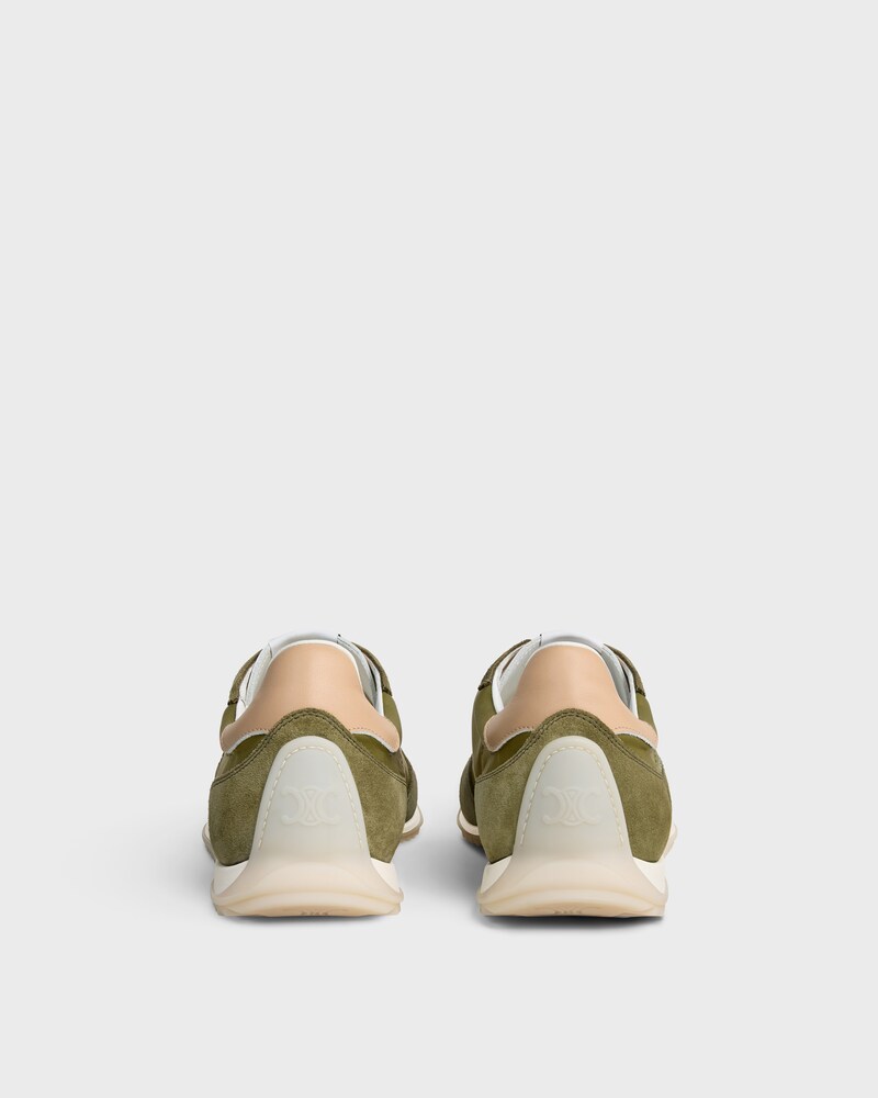 SNEAKER RACER EN NYLON, CUIR DE VEAU VELOURS ET CUIR DE VEAU - OLIVE -  - 1 | CELINE