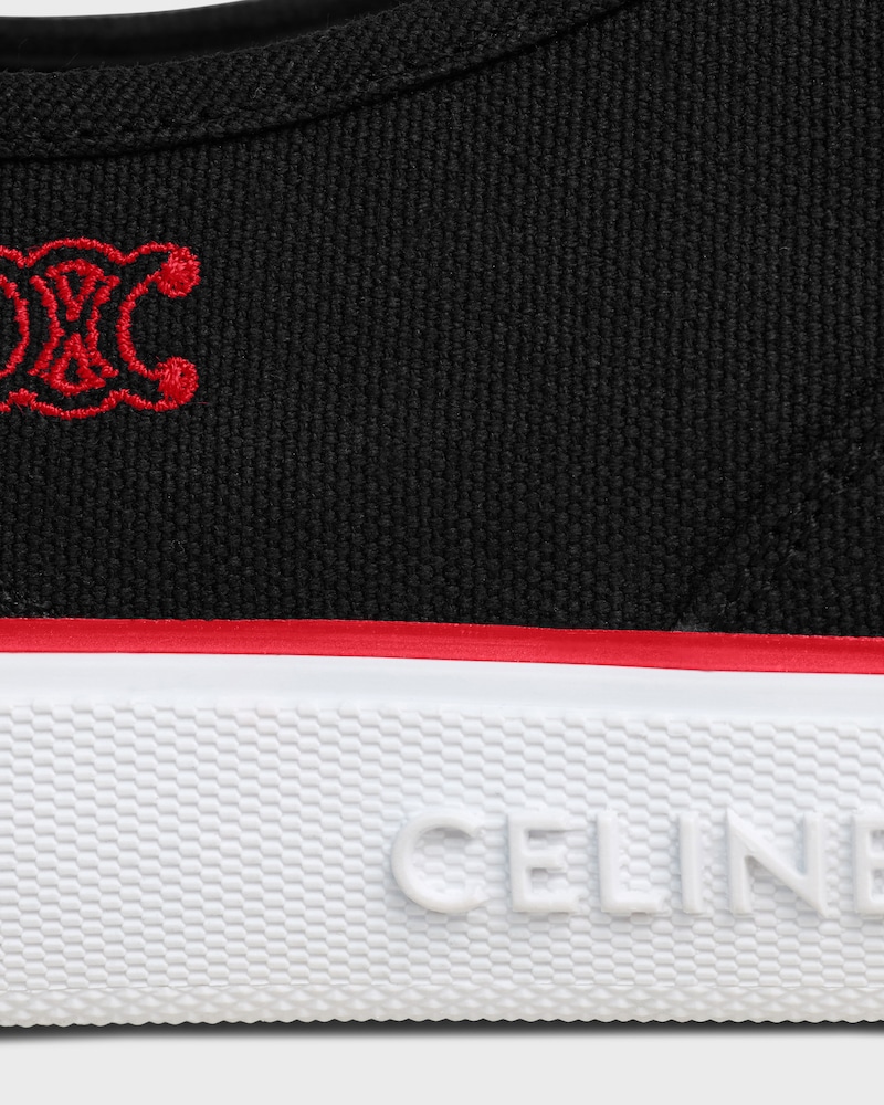 ALAN SNEAKER IN CANVAS AND SUEDE CALFSKIN - BLACK / RED -  - 1 | CELINE