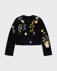 embroidered icone jacket IN velvet - BLACK -  - 1 | CELINE