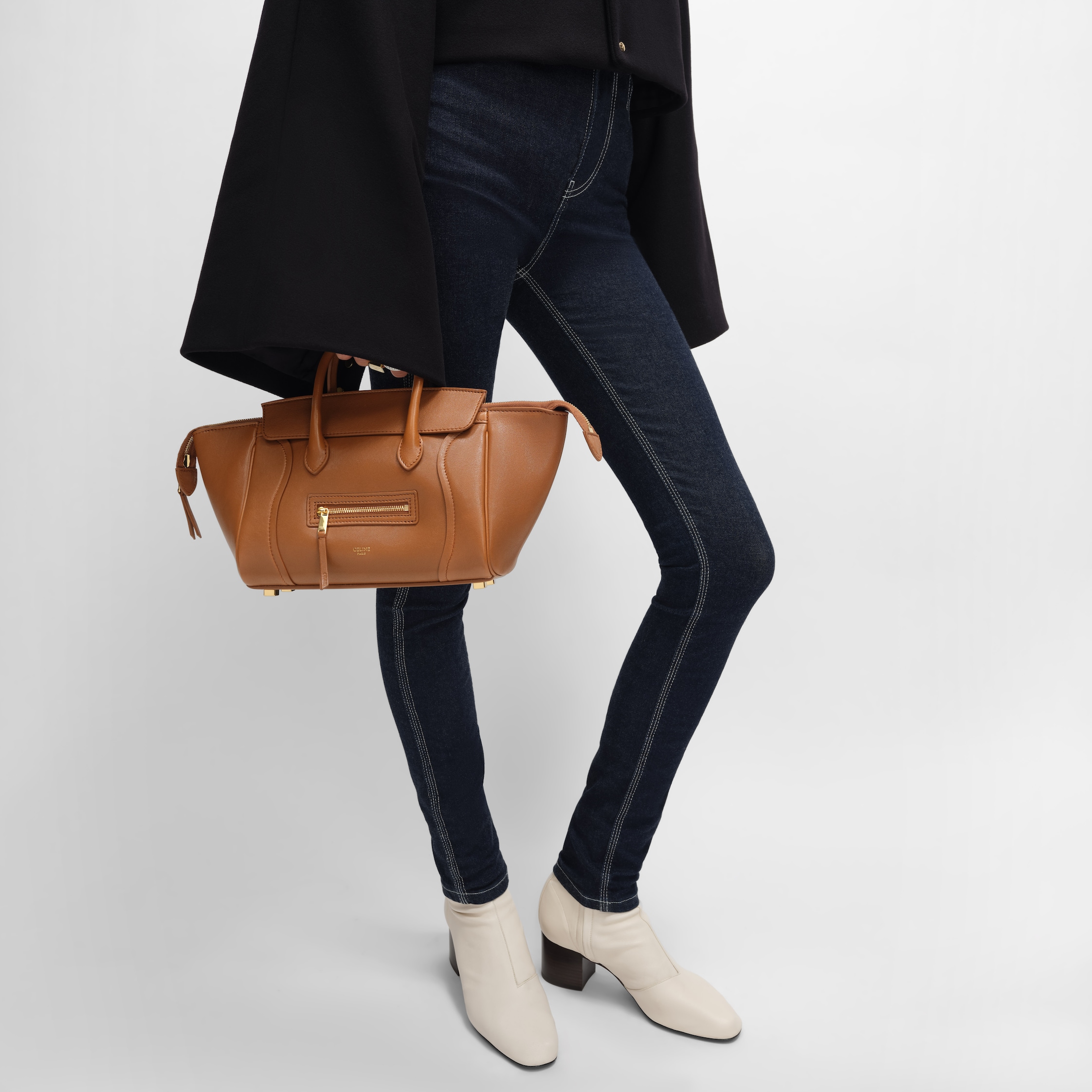 LITTLE LUGGAGE IN SUPPLE SHINY LAMBSKIN - SOFT TAN | CELINE