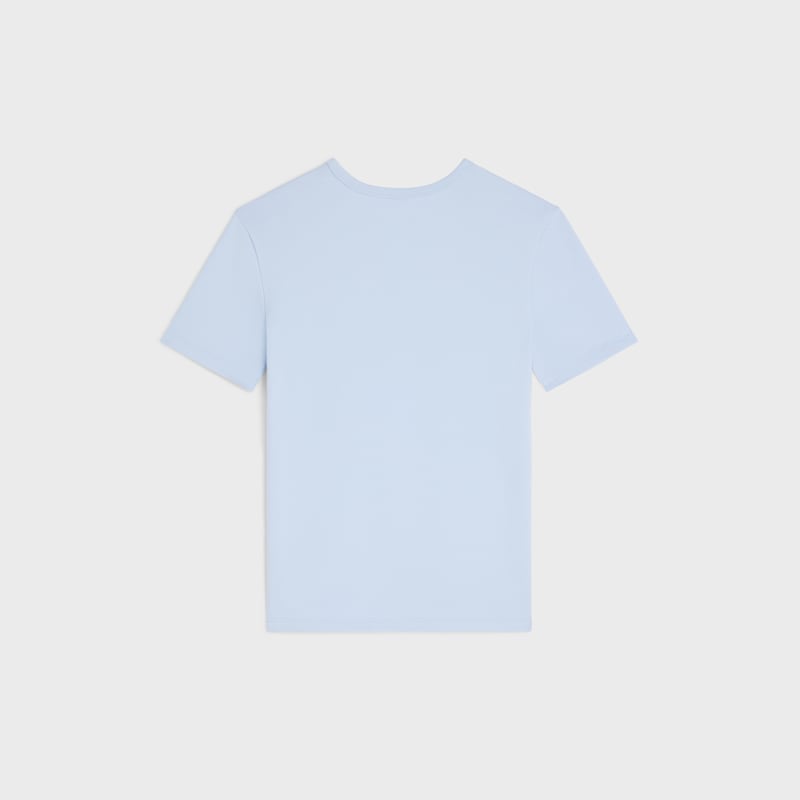 triomphe t-shirt IN RIBBED COTTON JERSEY - CIEL/NAVY -  - 1 | CELINE