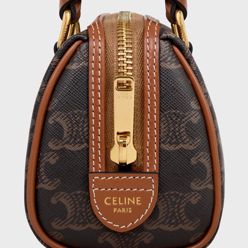 MINI BOSTON IN Triomphe Canvas and calfskin - TAN - TRIOMPHE CANVAS - 1 | CELINE