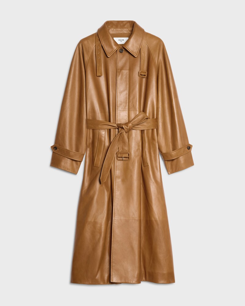 BELTED MAC IN LAMBSKIN - TOBACCO -  - 1 | CELINE